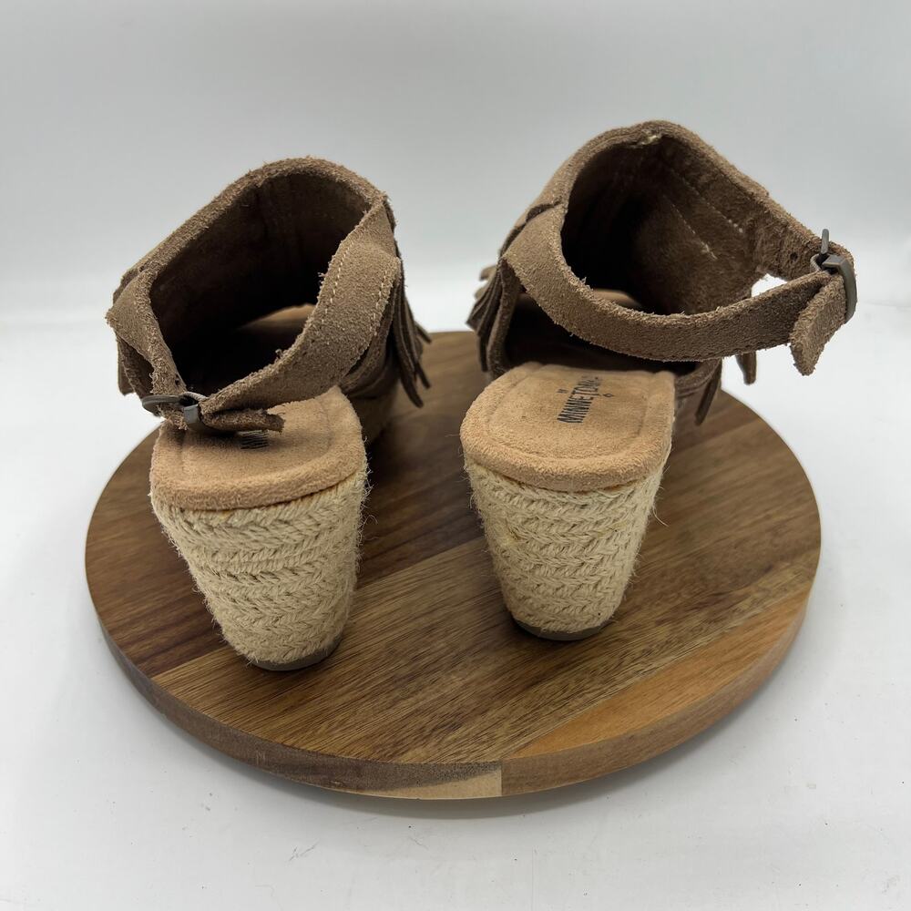 Minnetonka Tan Suede Fringe Espadrille Sandals Women's Size 8 - Picture 4 of 6